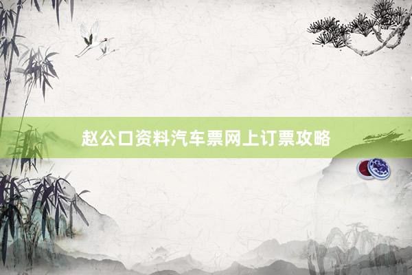 赵公口资料汽车票网上订票攻略